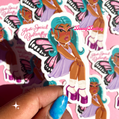 Anti-Social Butterfly Sticker