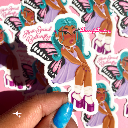 Anti-Social Butterfly Sticker