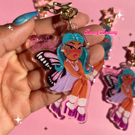 Anti-Social Butterfly Keychain